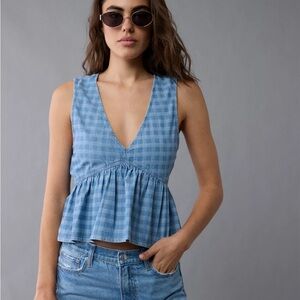 AE V-Neck Denim Babydoll Tank Top